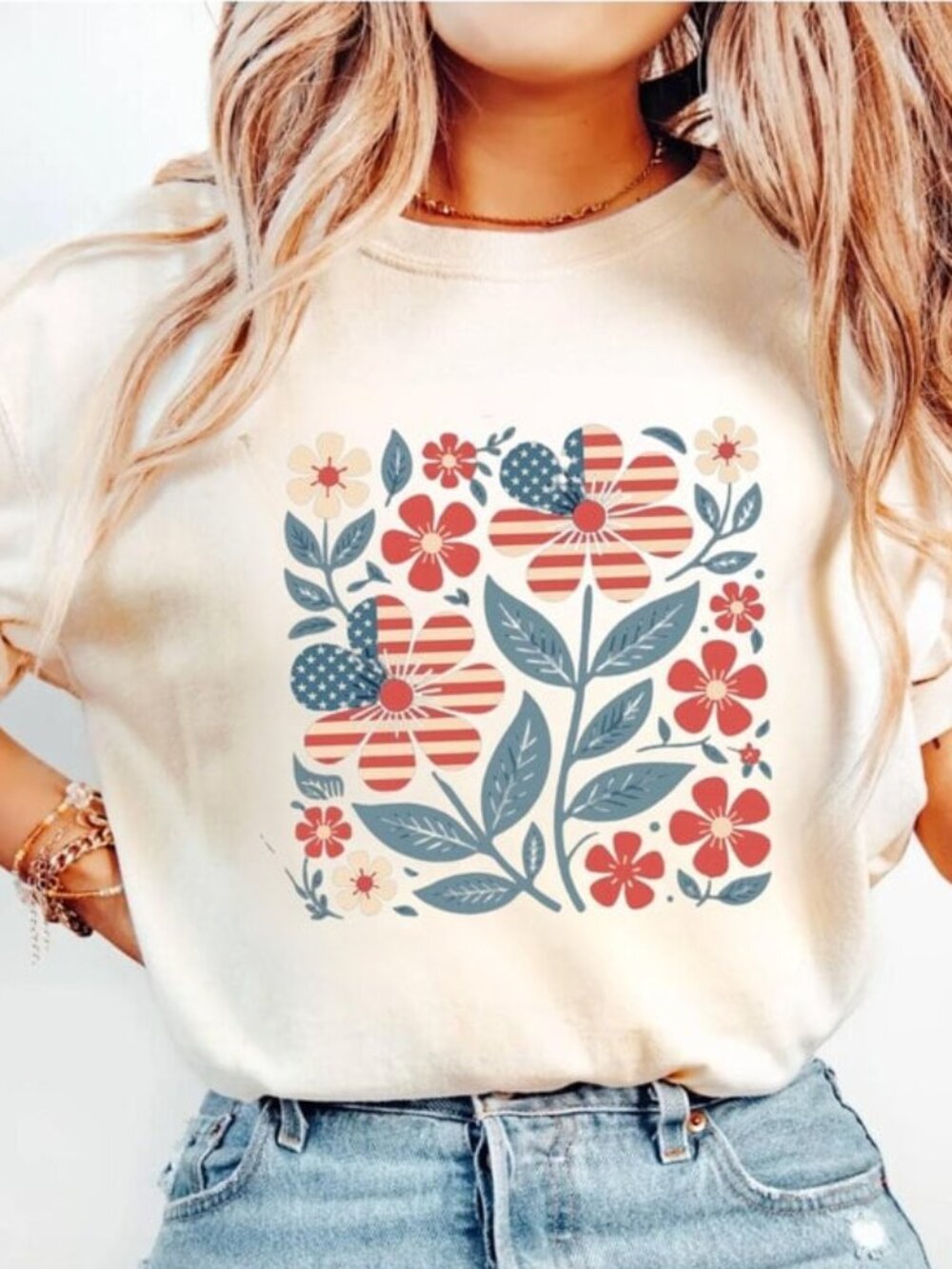 Floral 4th of July Shirt, America 250 Years Tee, Independence Day Gift